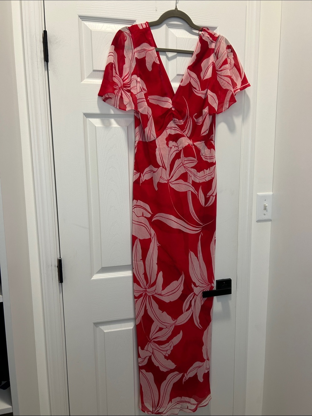 Parker Red Maxi Dress with Pink Floral Print